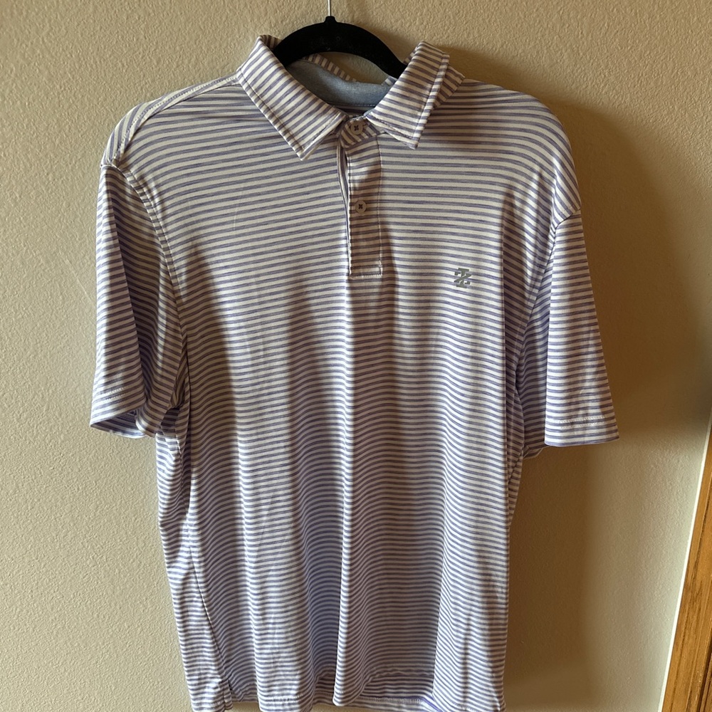 Izod Purple and White Striped Polo Shirt